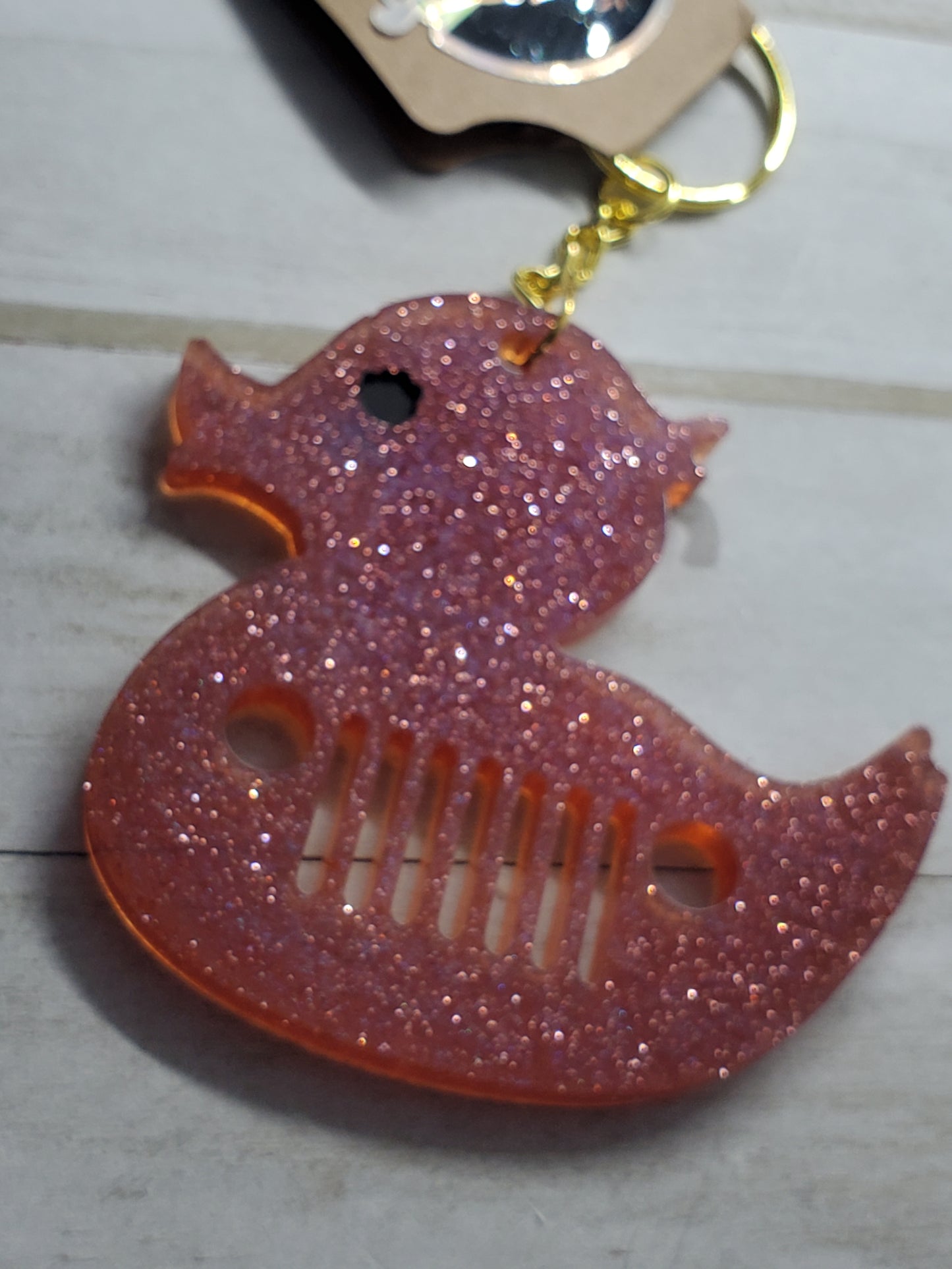 Pink glitter Glow-in-the-dark Jeep duck keychain