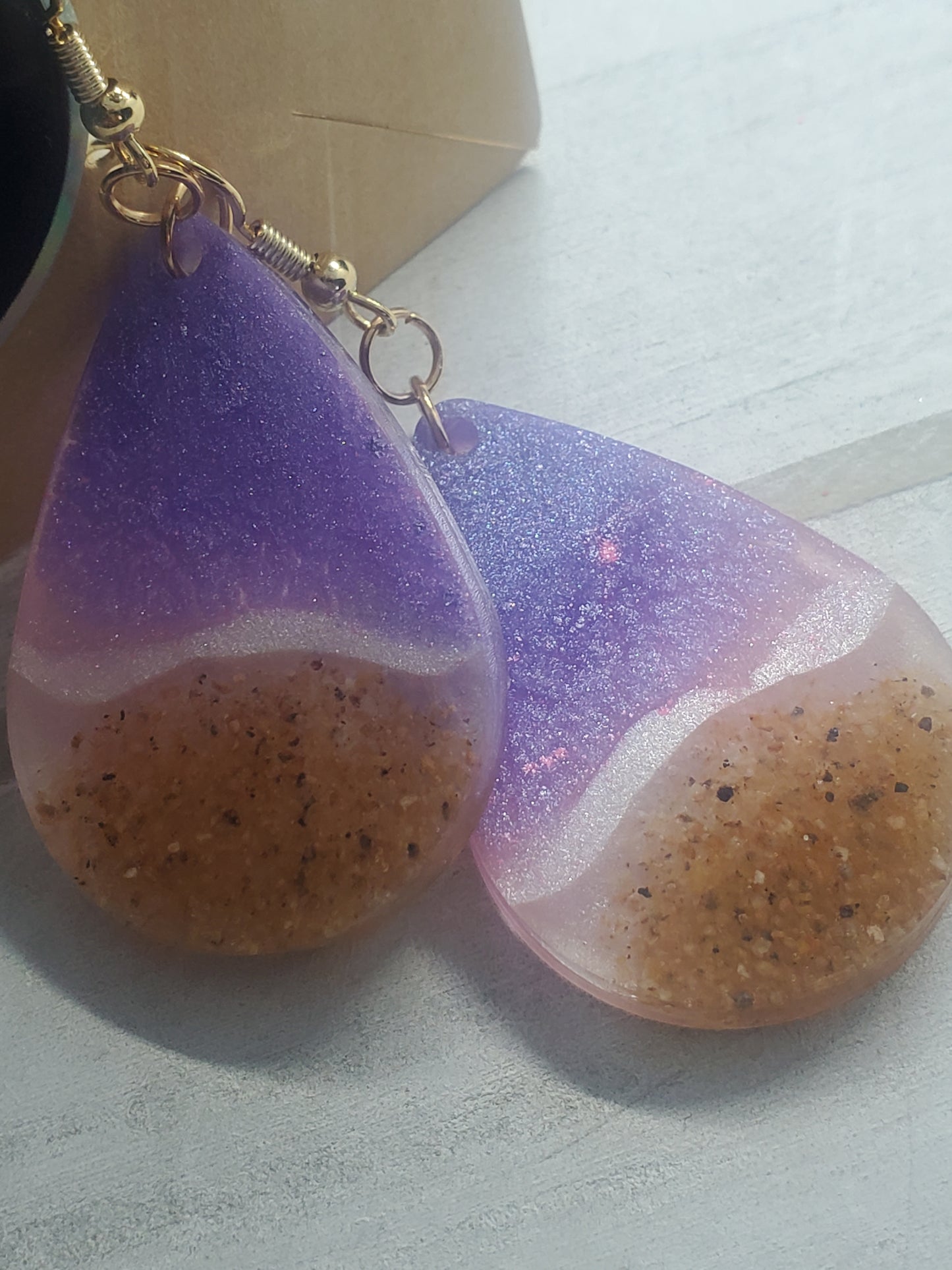 purple and pink beachy earrings