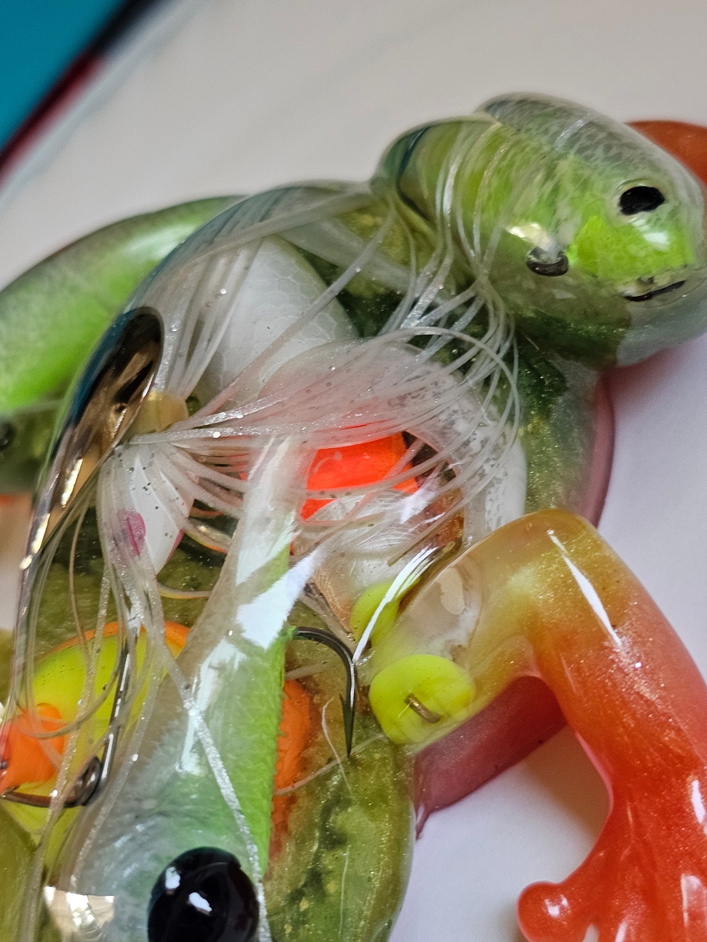 Fishing resin frog statue