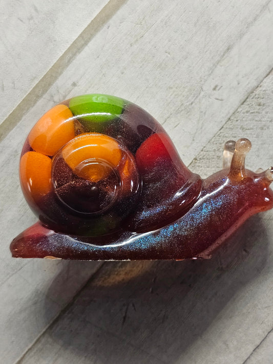 Skittles resin snail statue