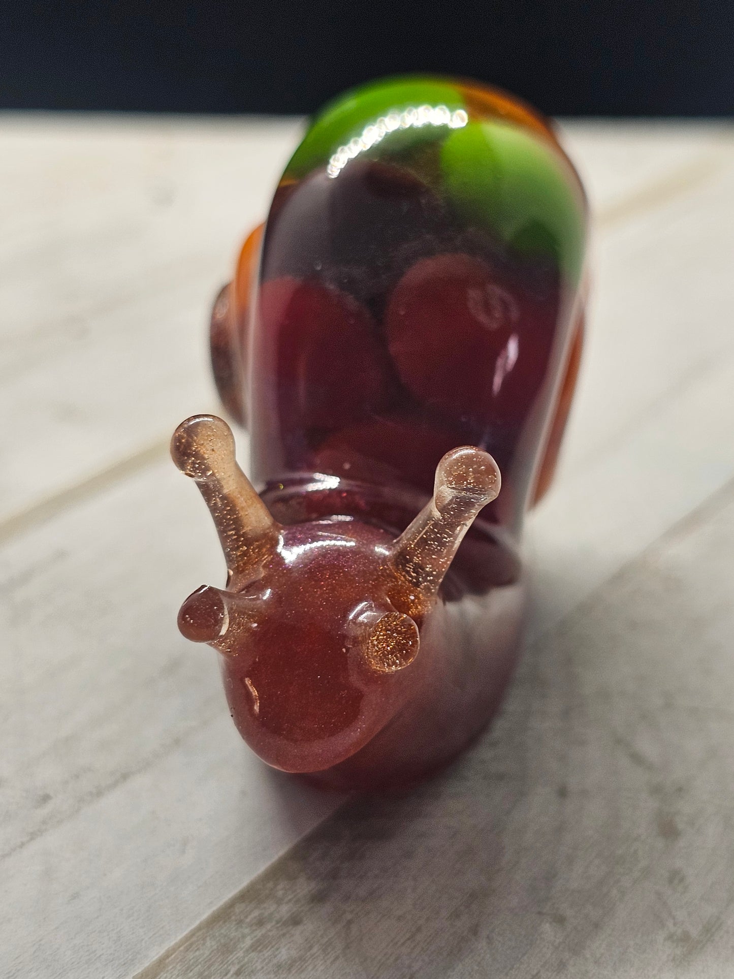 Skittles resin snail statue