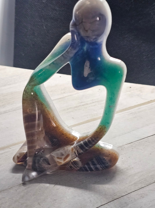 Beach resin thinker figurine