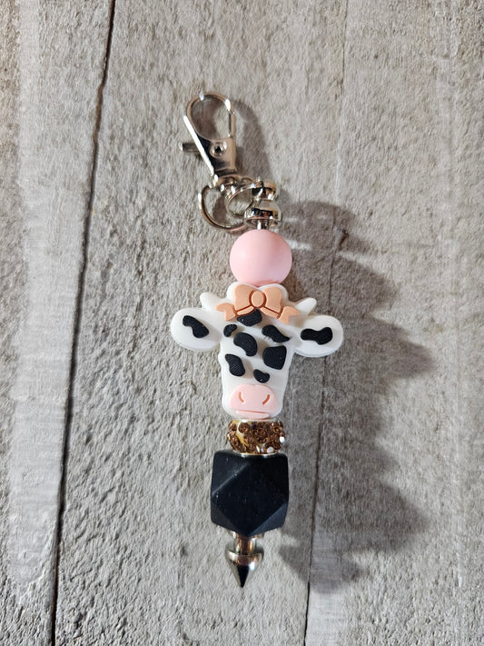 Cow beaded keychain