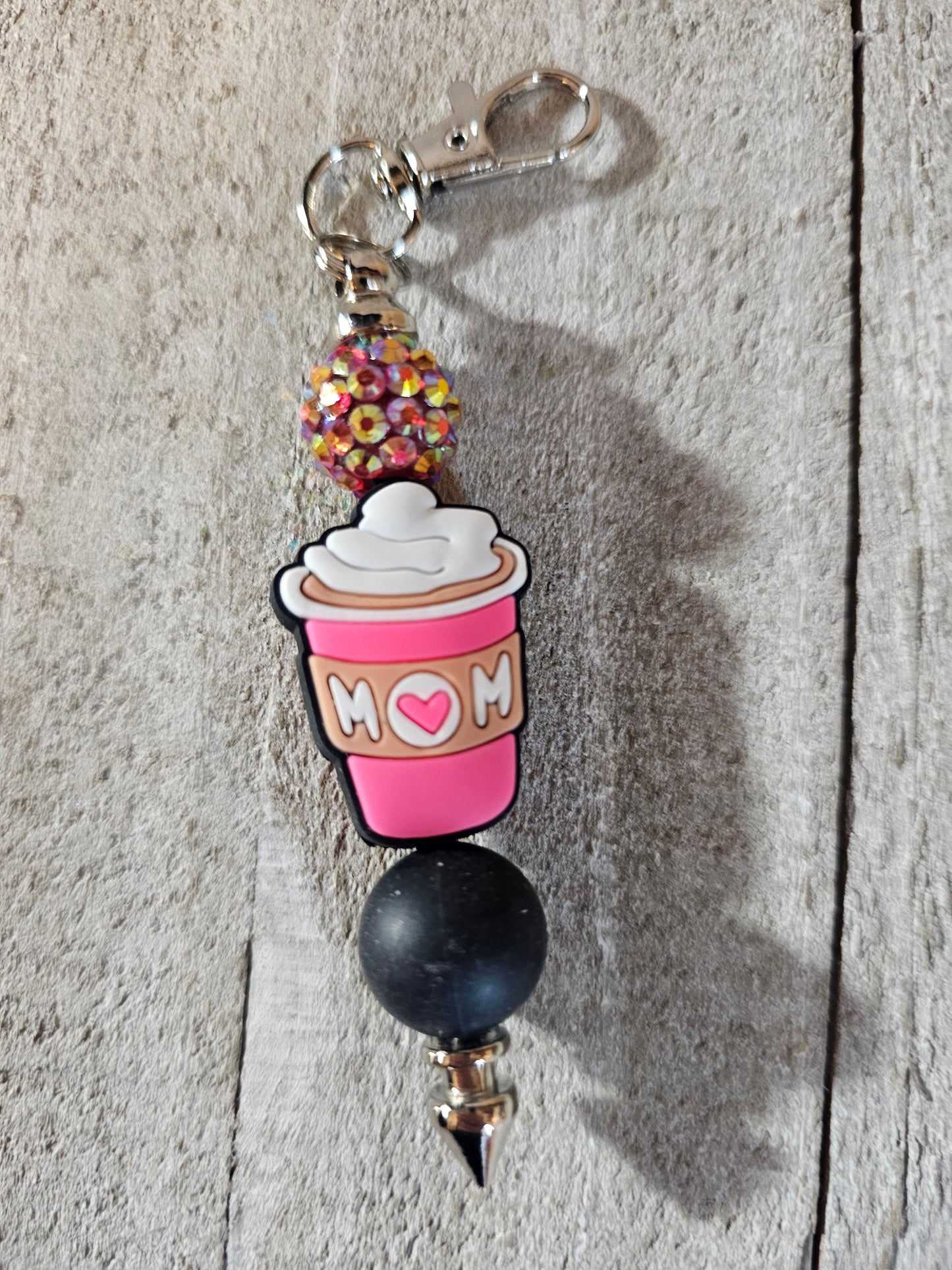 Coffee mom beaded keychain
