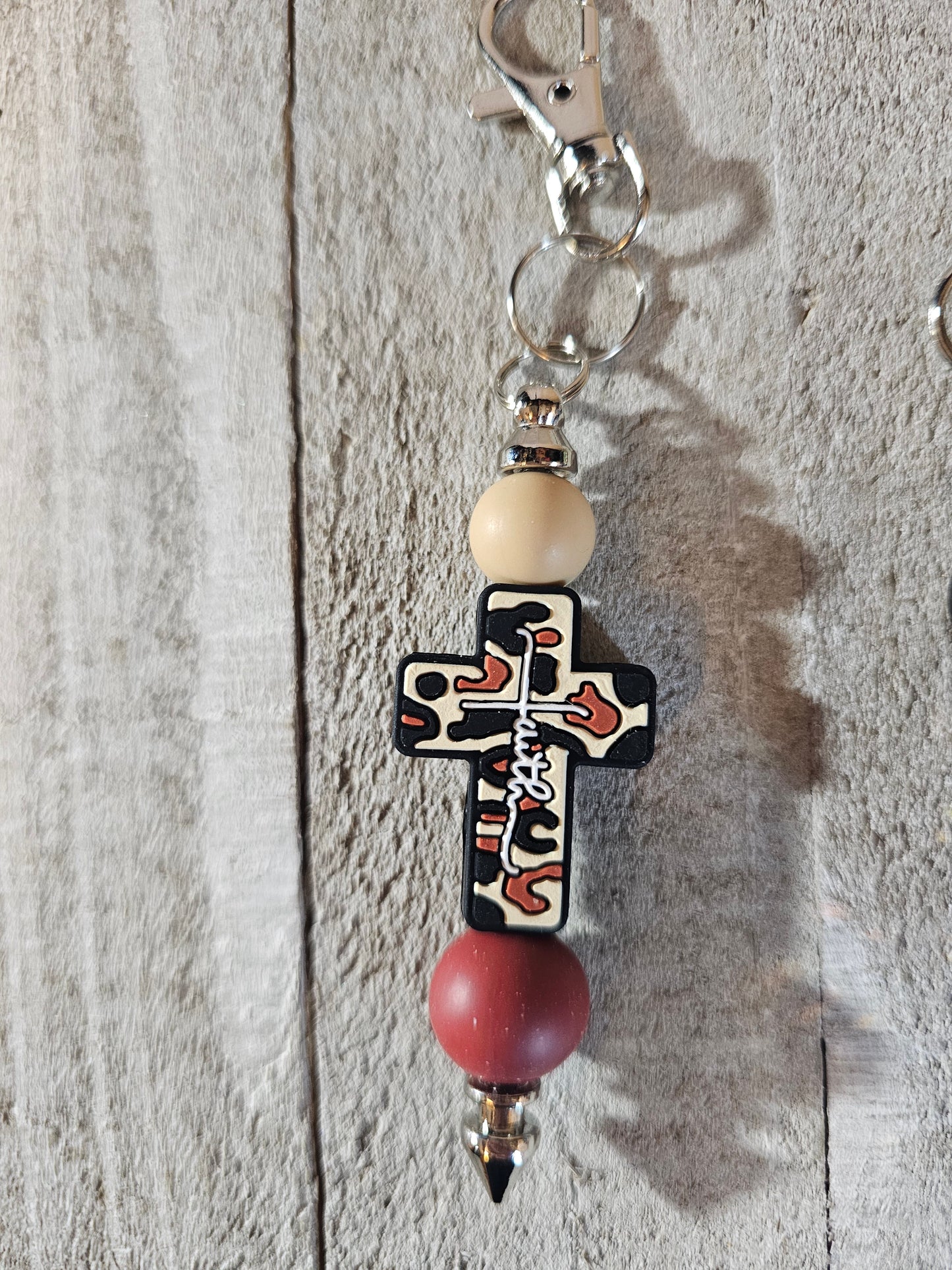 Faith cross beaded keychain