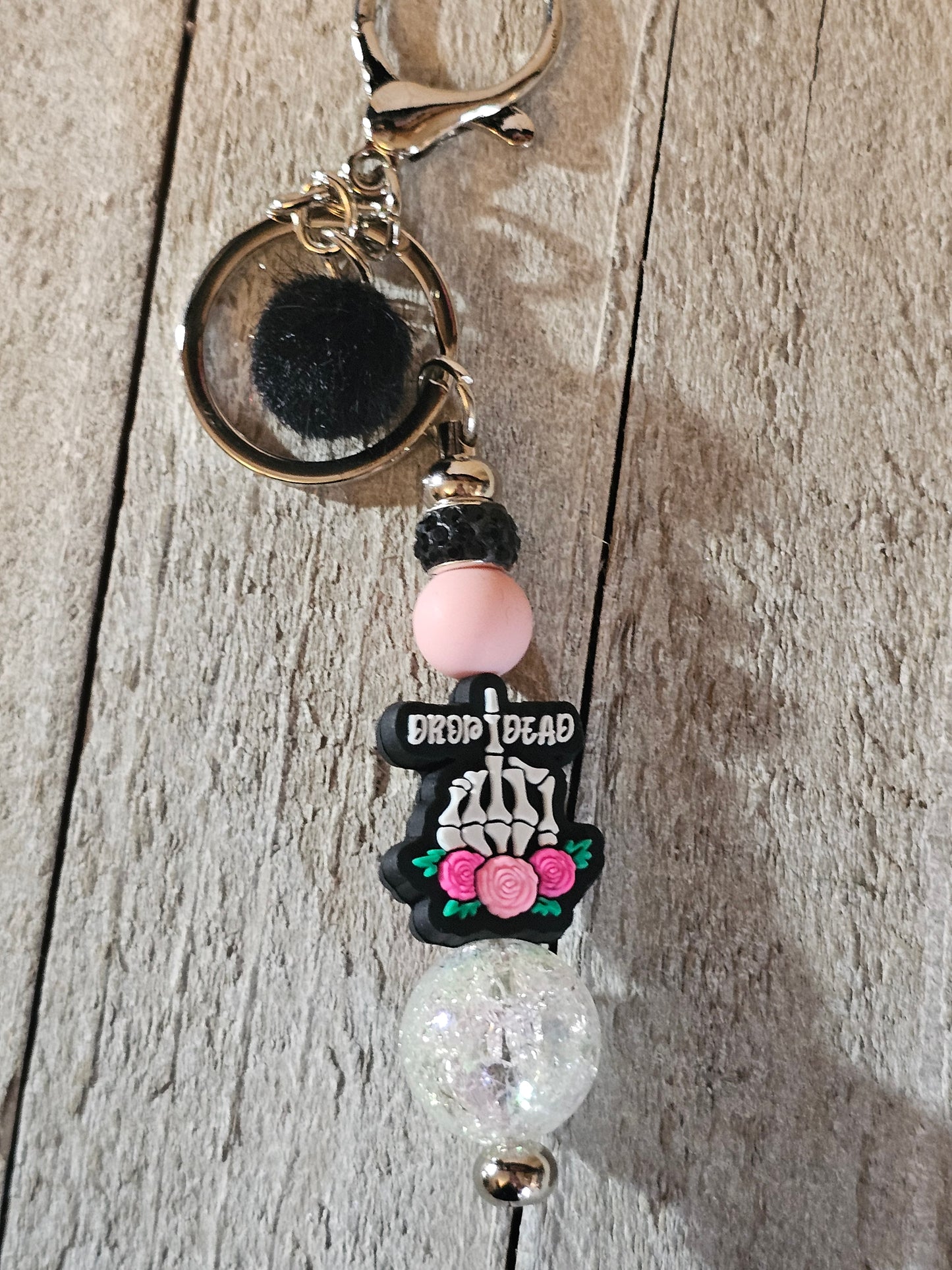 Drop dead beaded keychain