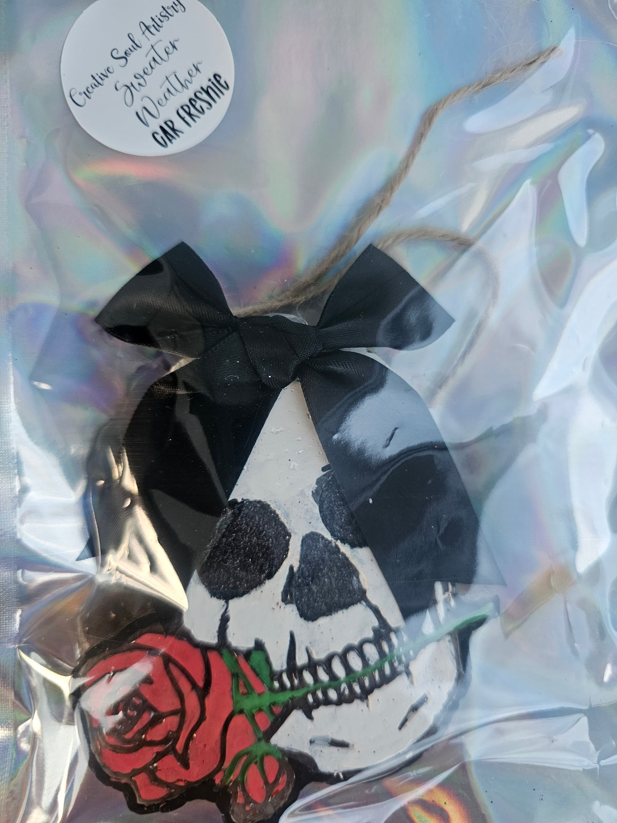 Skull with rose car freshie