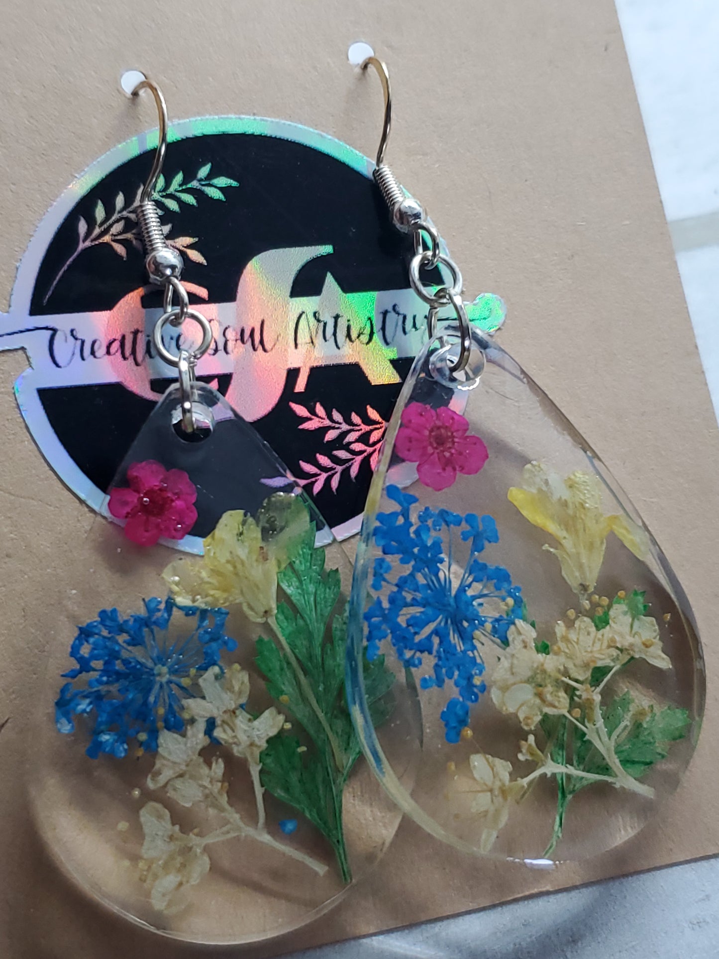 Multi colored wildflower earrings