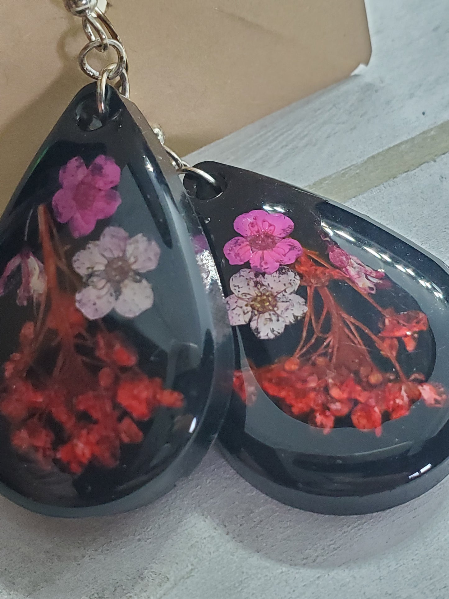 wildflowers on black earrings