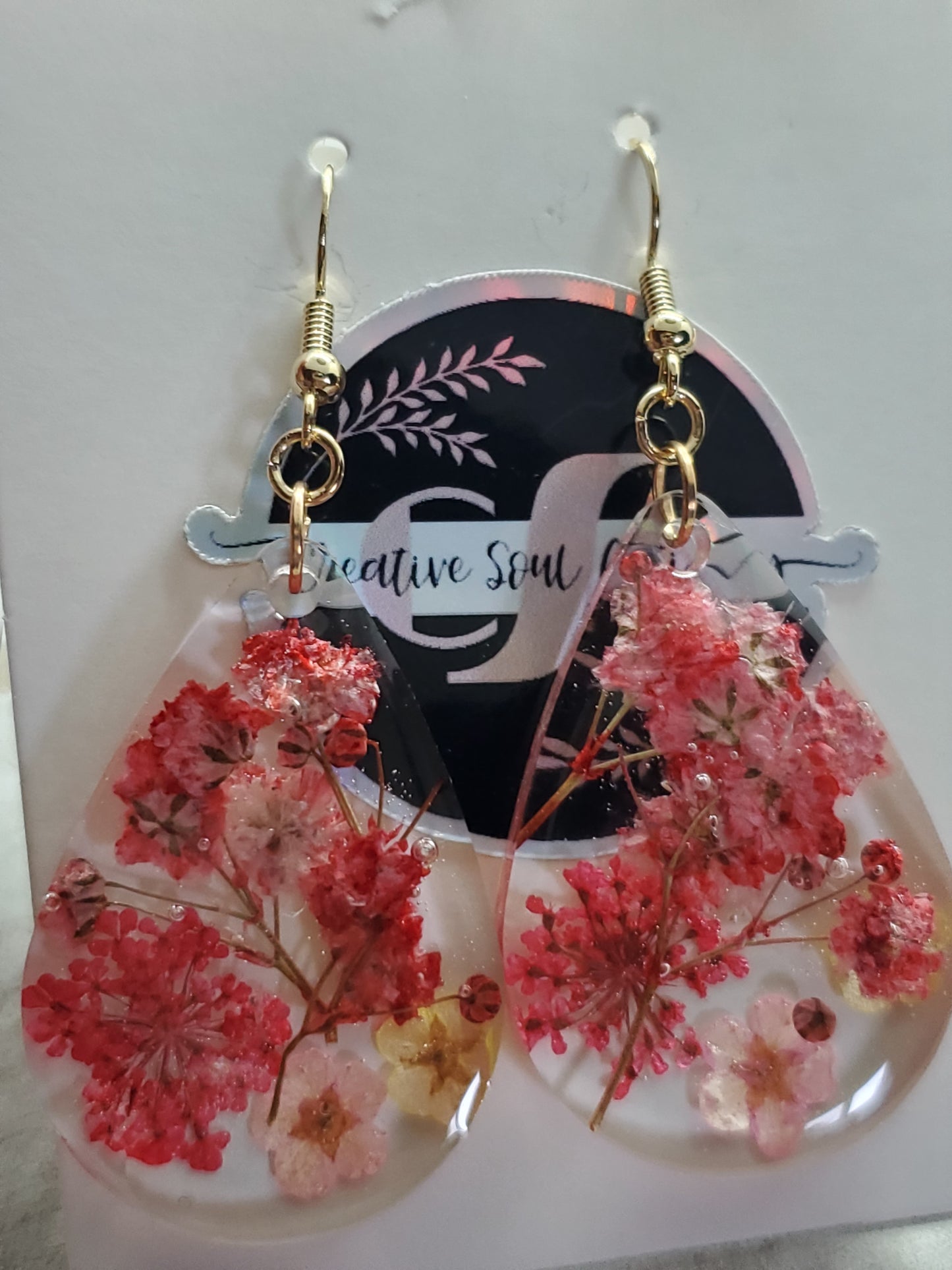 pink and yellow wildflower earrings