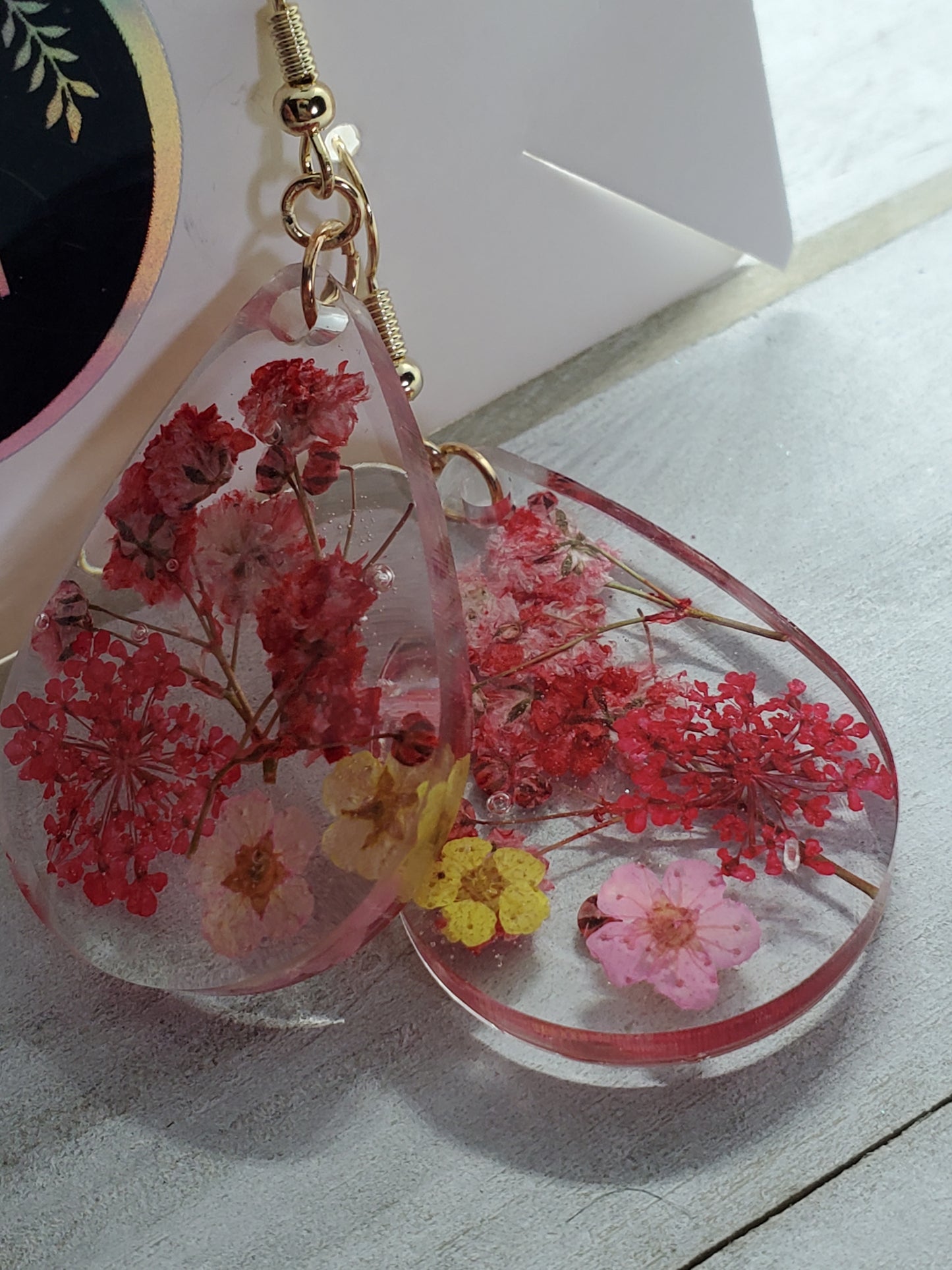 pink and yellow wildflower earrings