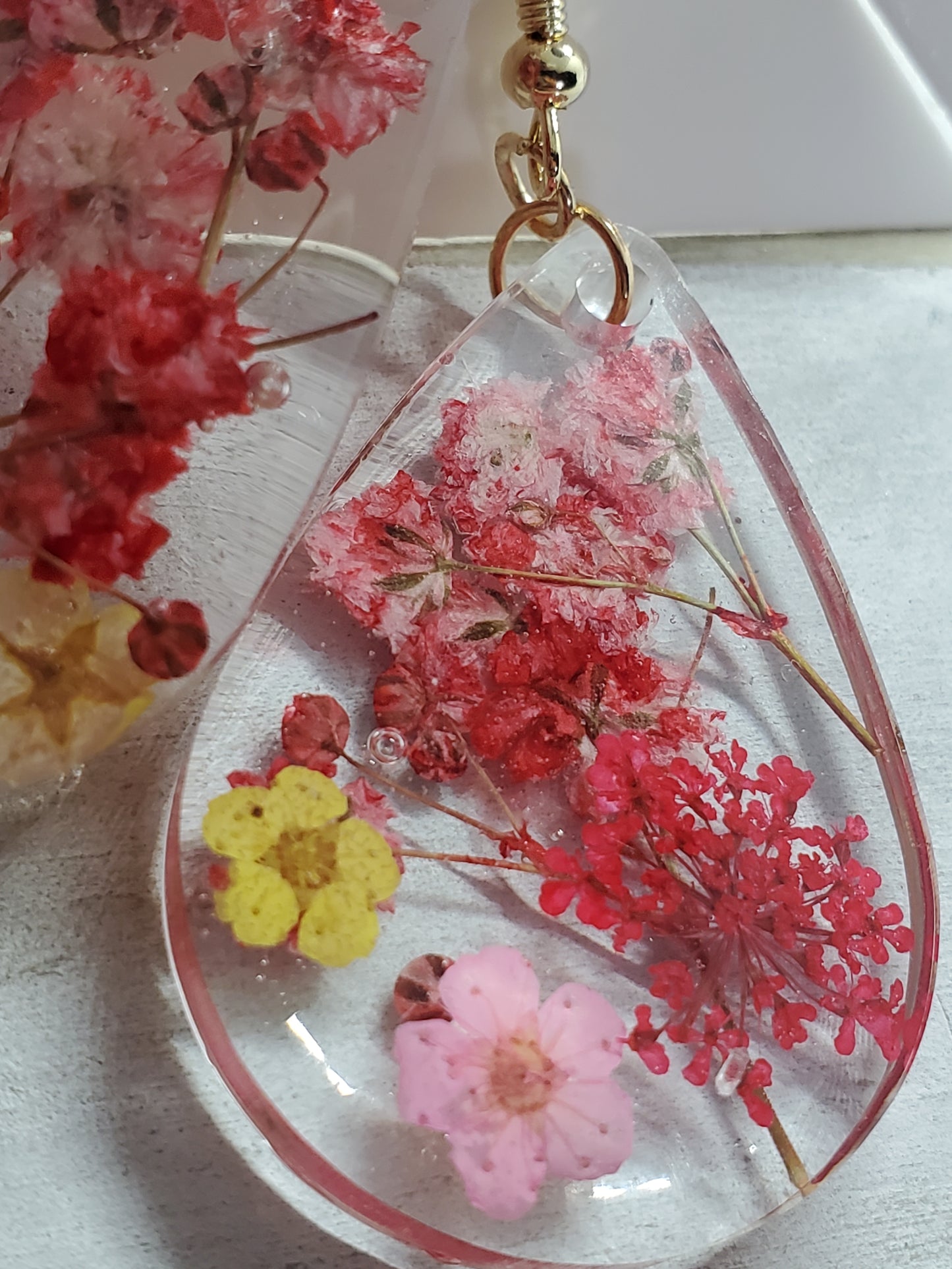 pink and yellow wildflower earrings