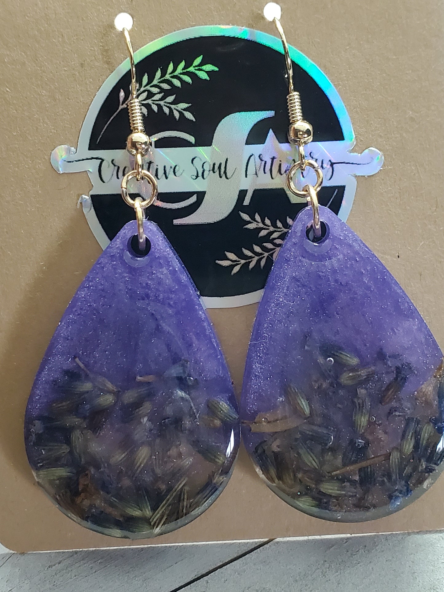 Purple lavender earrings