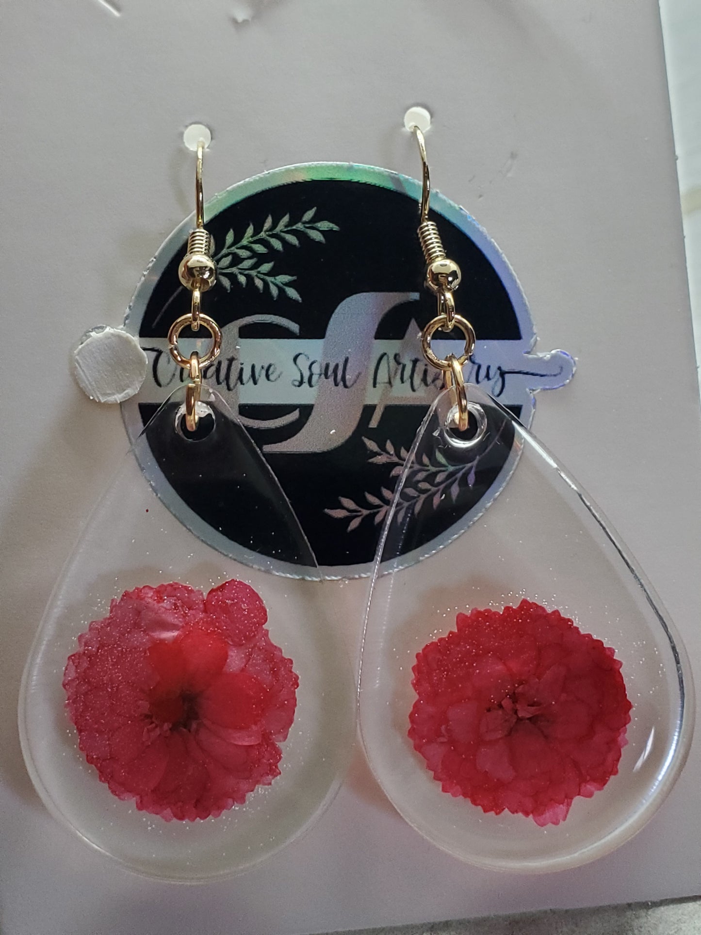 red flower earrings