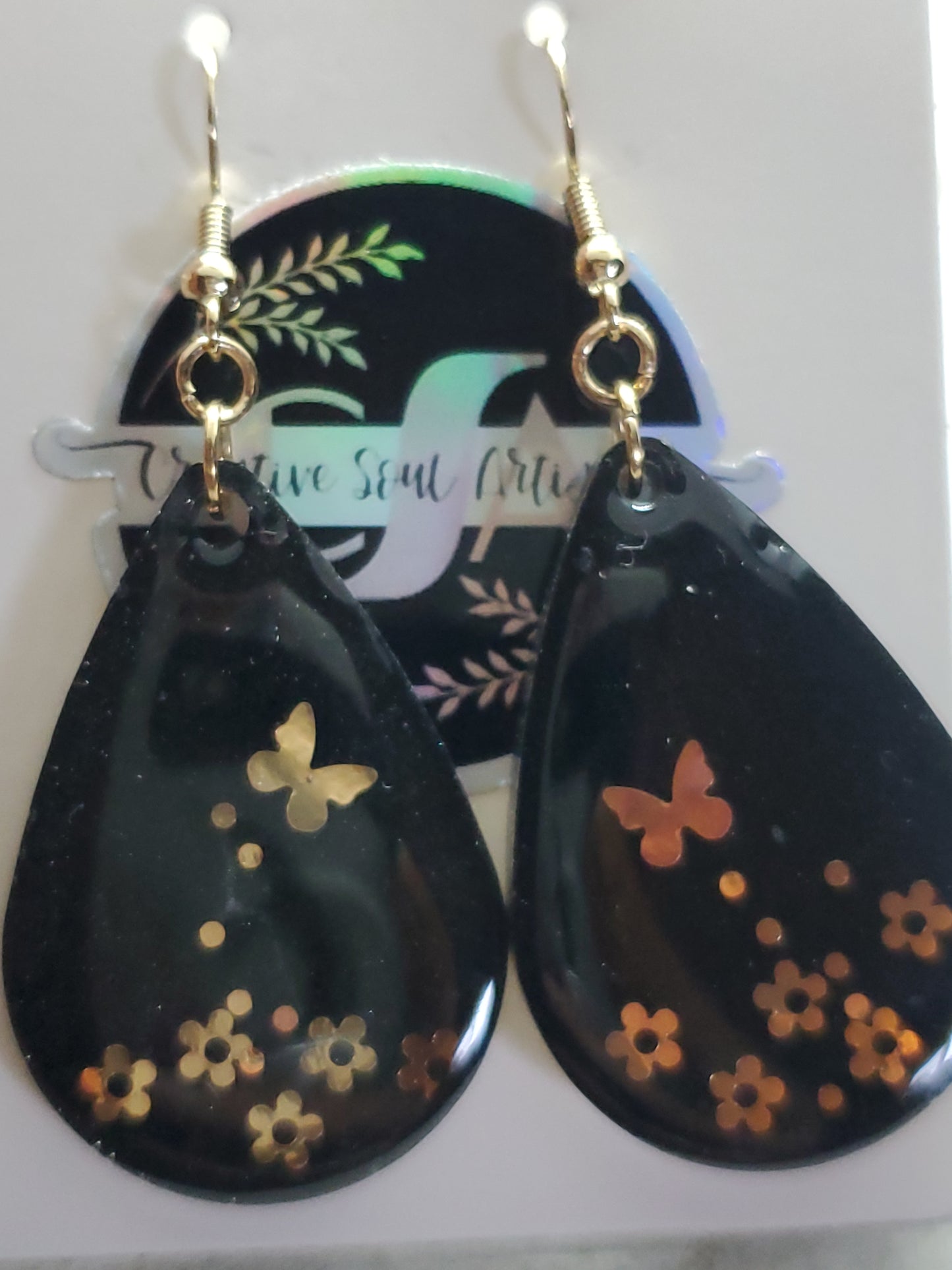 Gold butterfly earrings