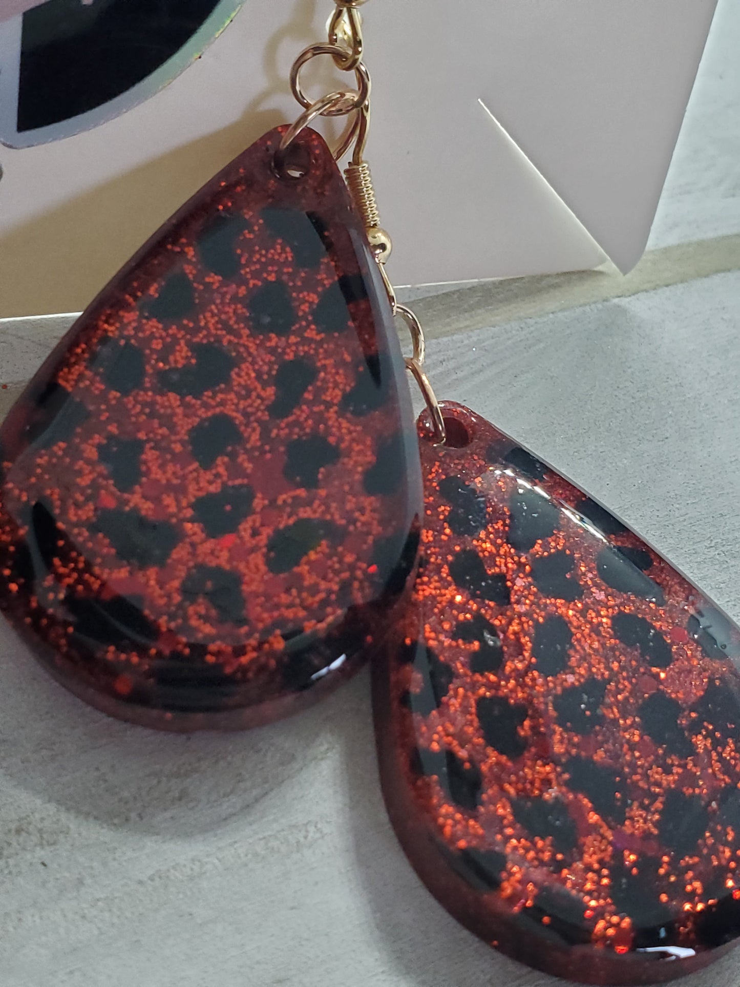 Red leopard print earrings