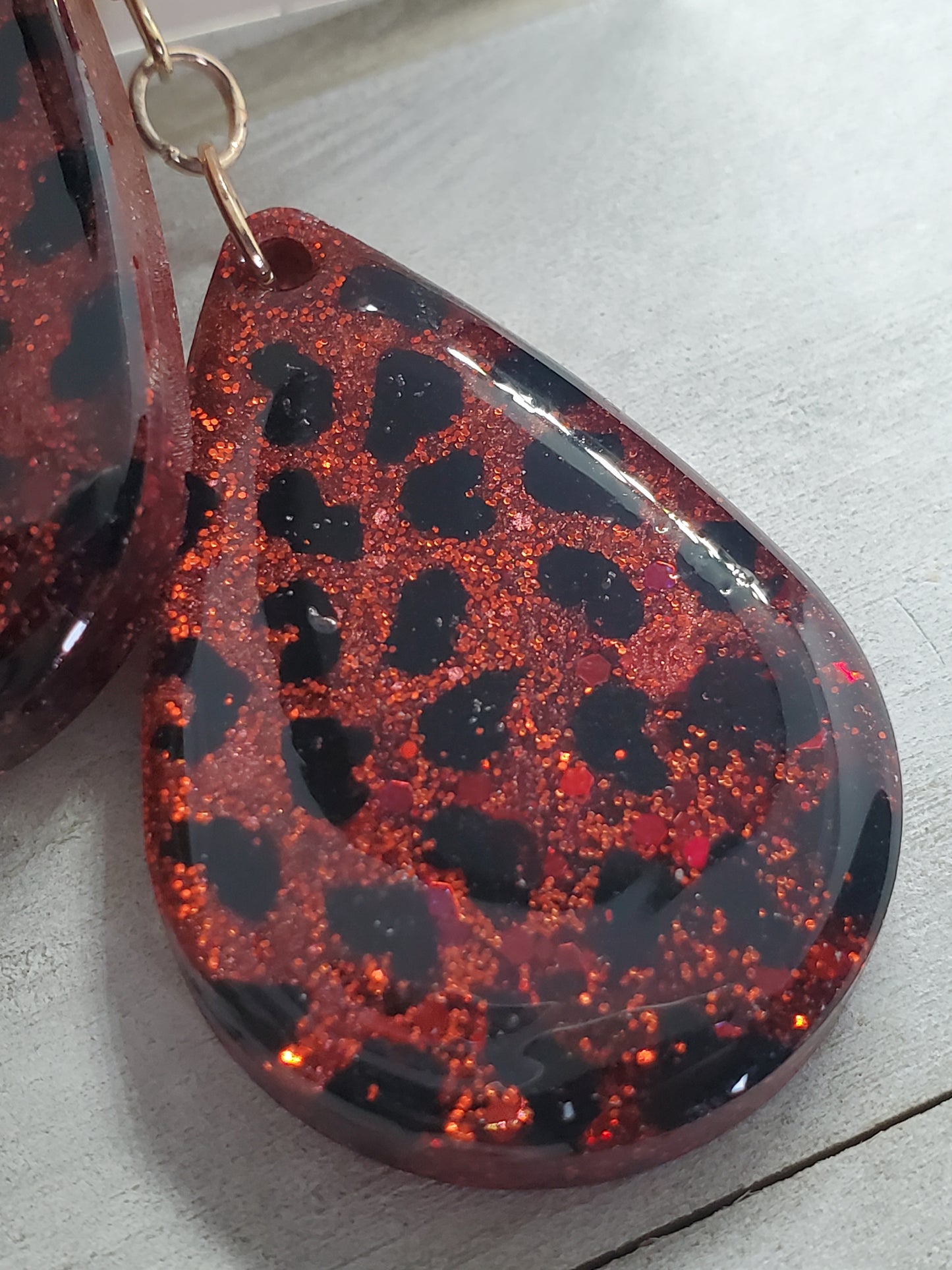 Red leopard print earrings