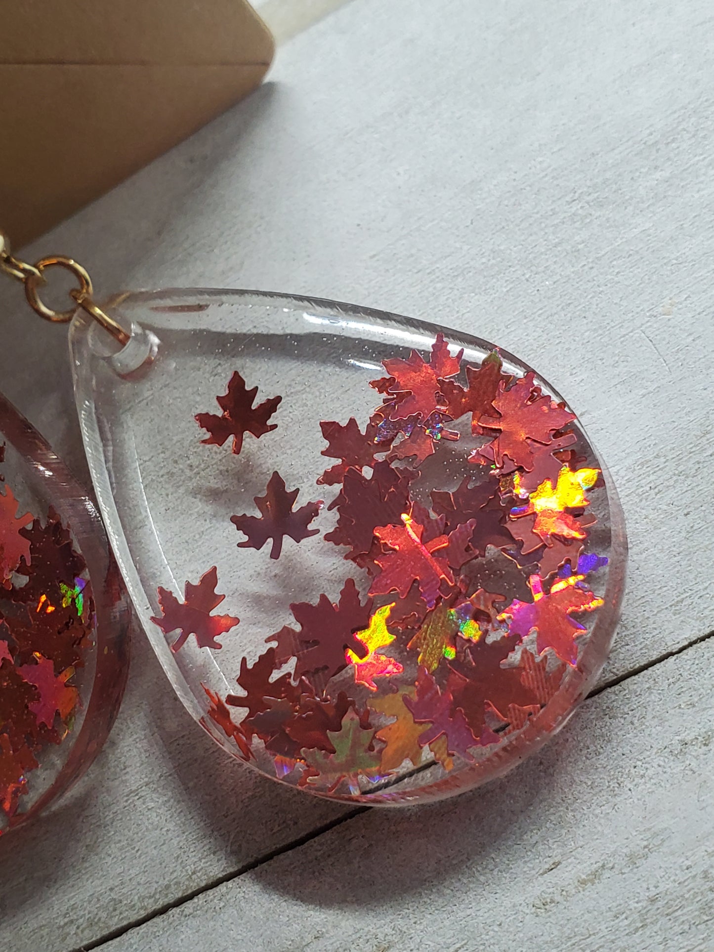 Autumn pink leaves earrings