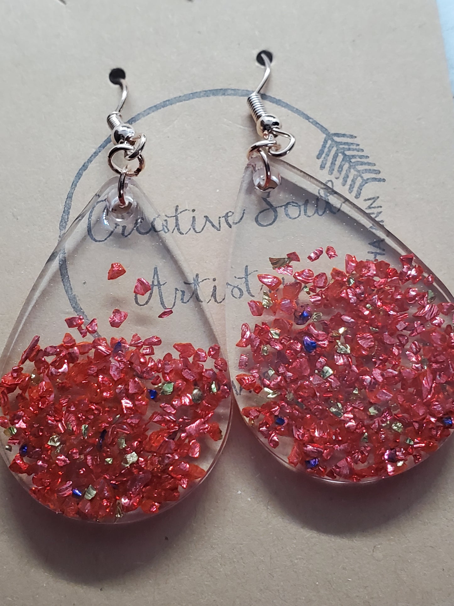 Beautiful mistakes glitter glass earrings