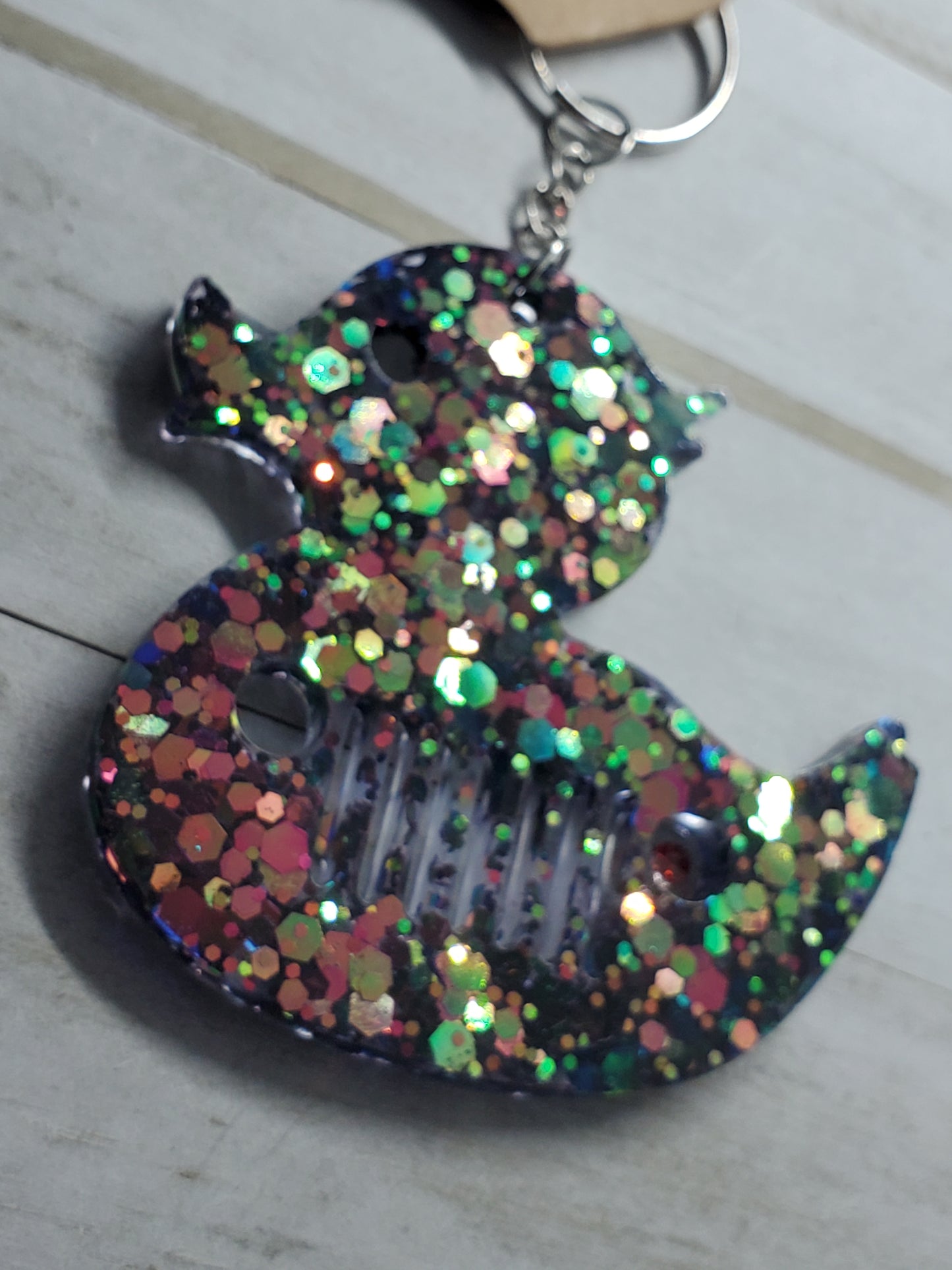 Chameleon glitter Glow in the dark jeep duck keychain