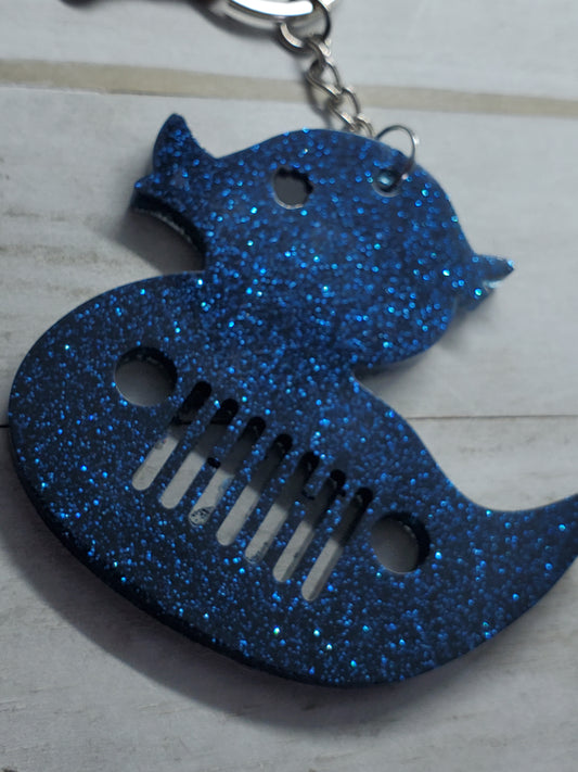 Blue glitter Glow in the dark Jeep duck keychain