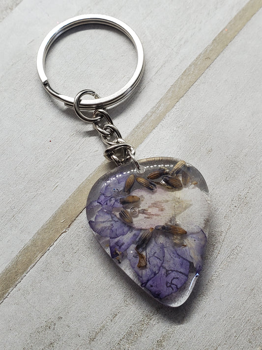 Wildflower guitar pick keychain