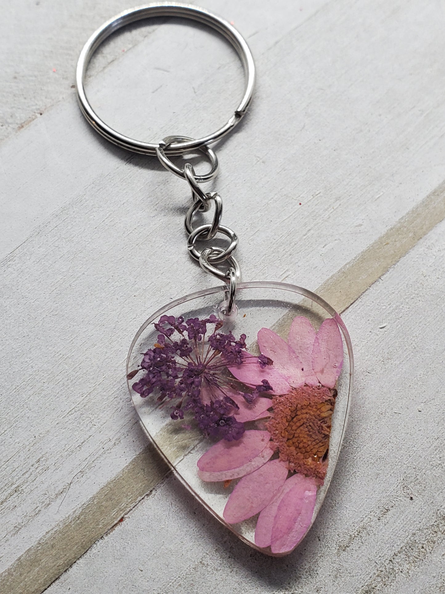 Wildflower guitar pick keychain