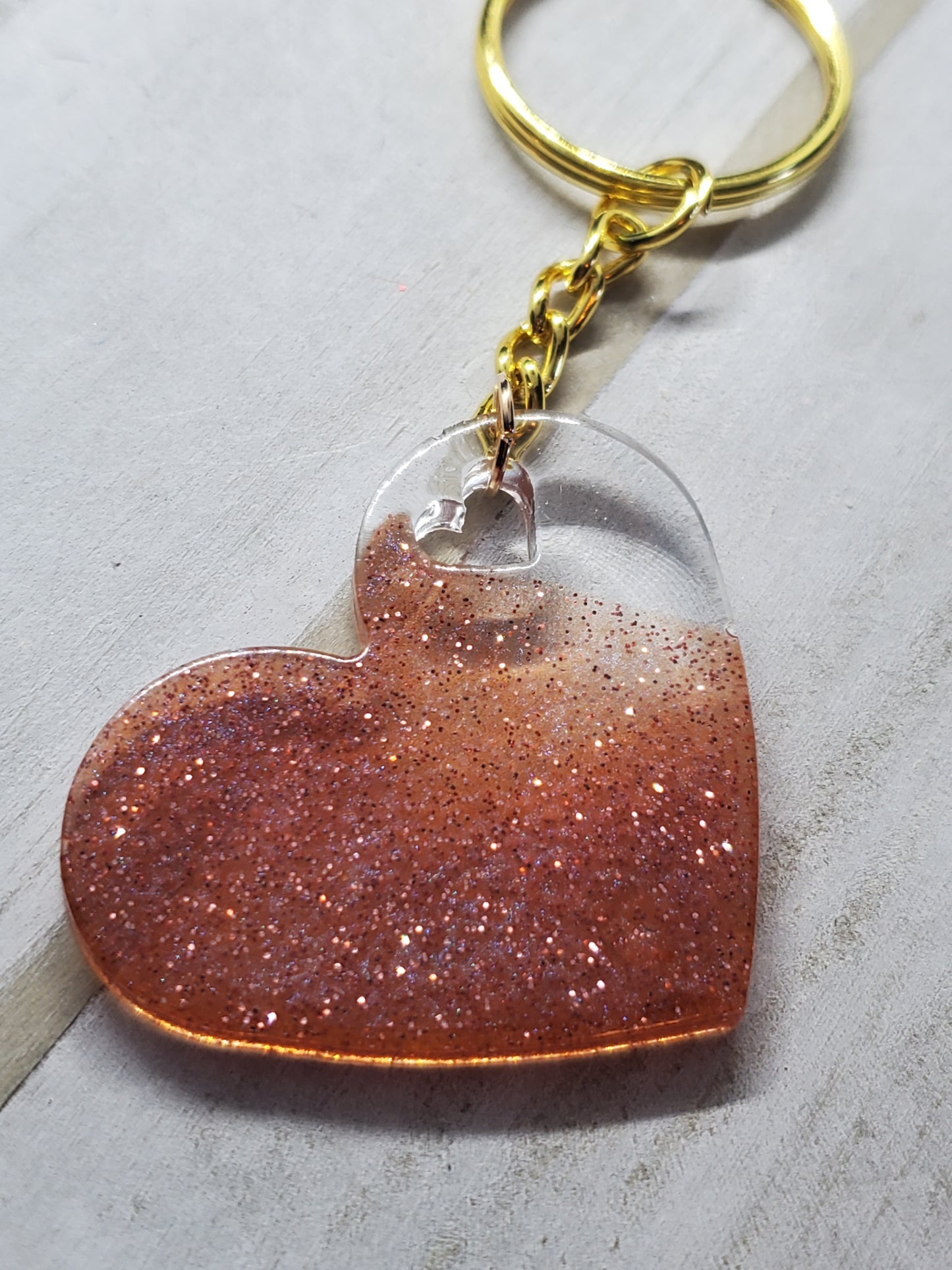 Pink glitter heart keychain