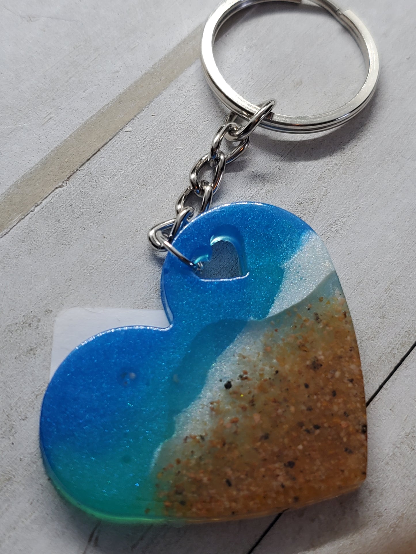 Heart beach keychain