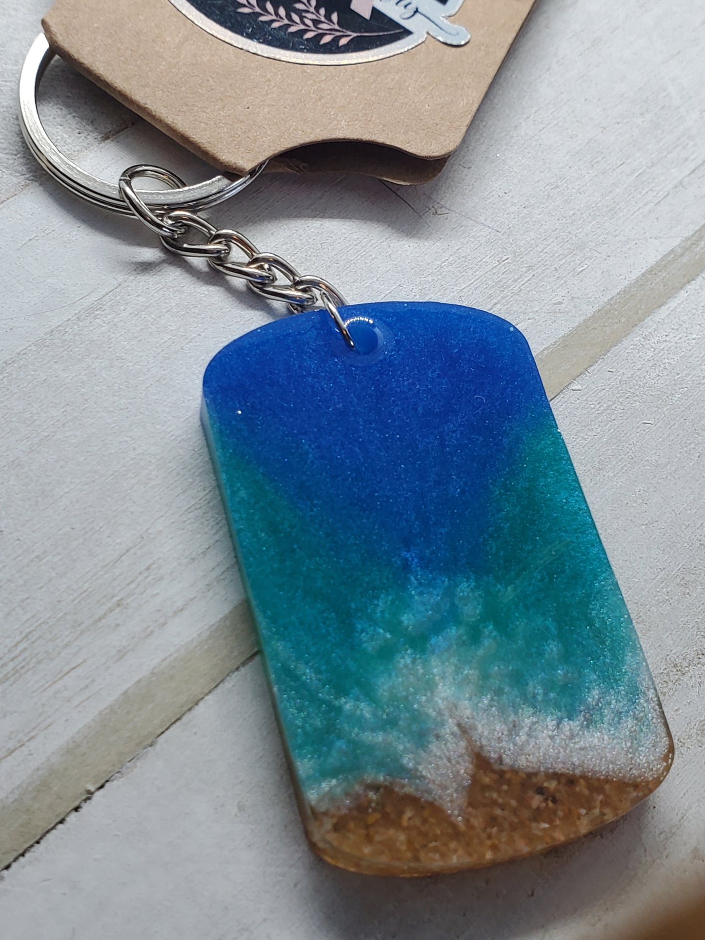 Beach dog tag keychain