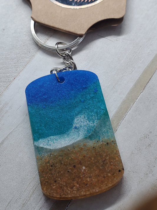 Beach dog tag keychain