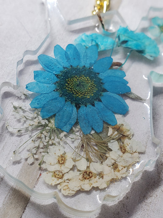 West Virginia blue wildflower keychain