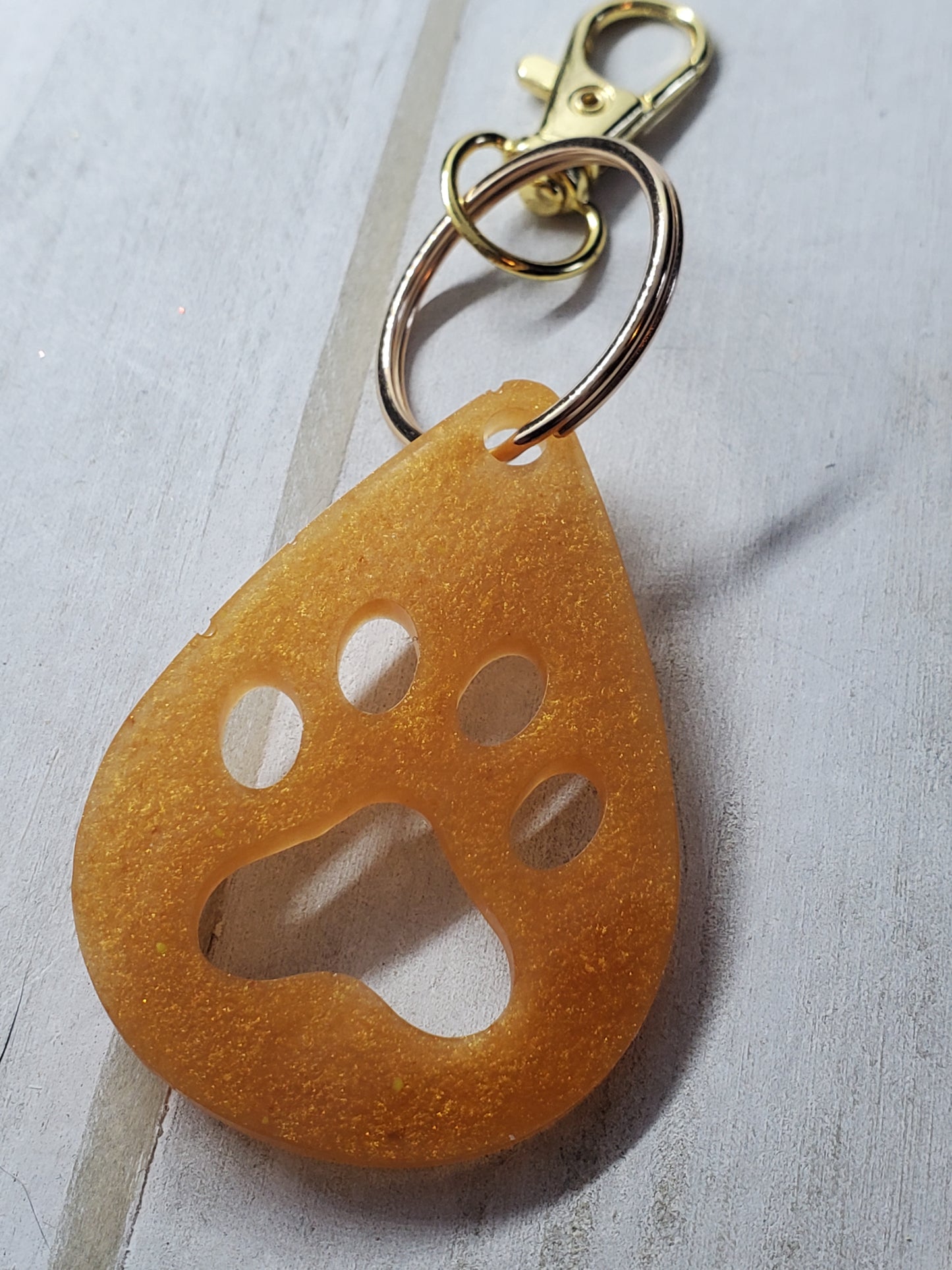 Yellow pawprint keychain