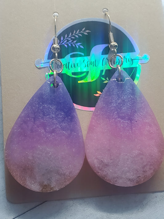 pink and purple beachy resin earrings