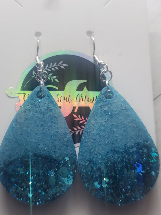 blue glitter earrings