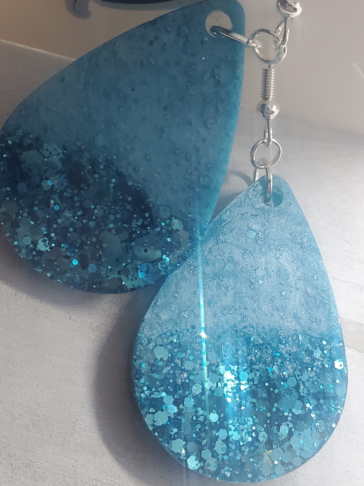 blue glitter earrings