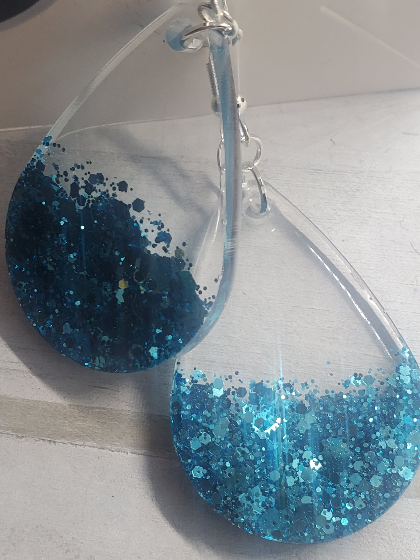 Blue glitter earrings