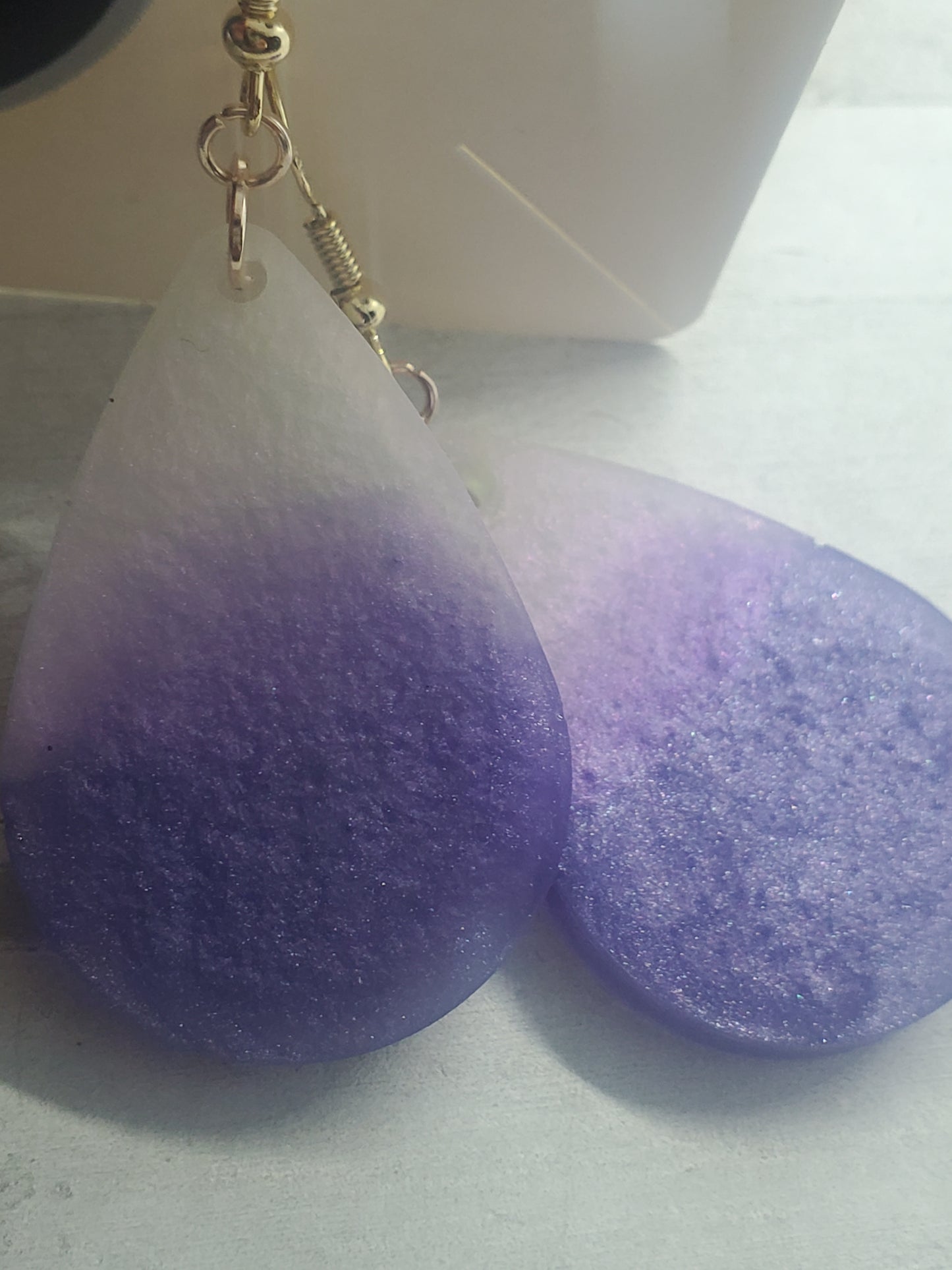 Purple and pearl teardrop earrings