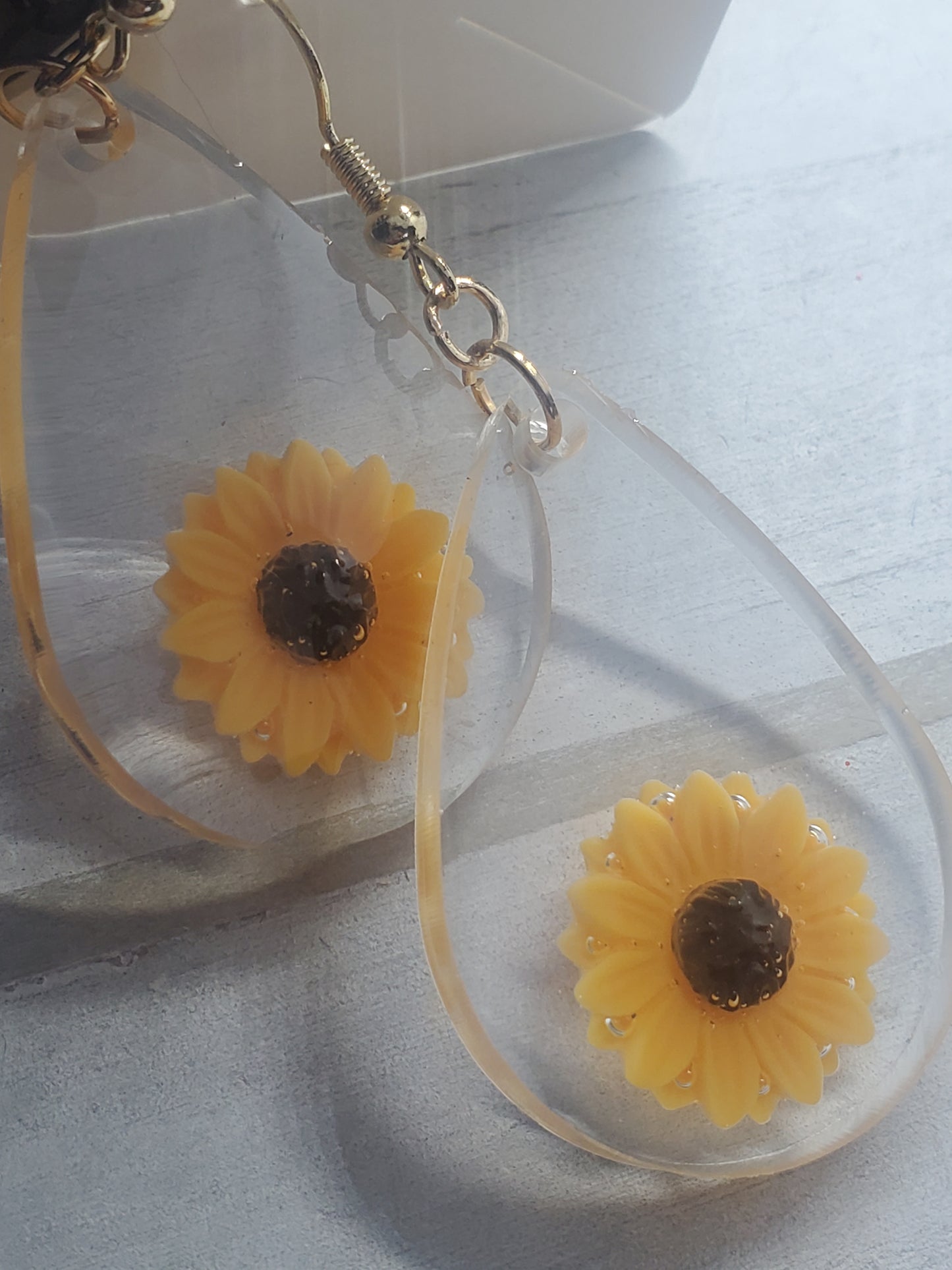 sunflowers in resin earrings