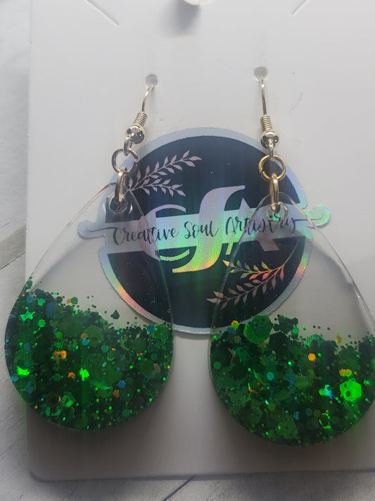 Green glitter earrings