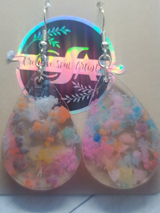 Magic paper tree resin earrings