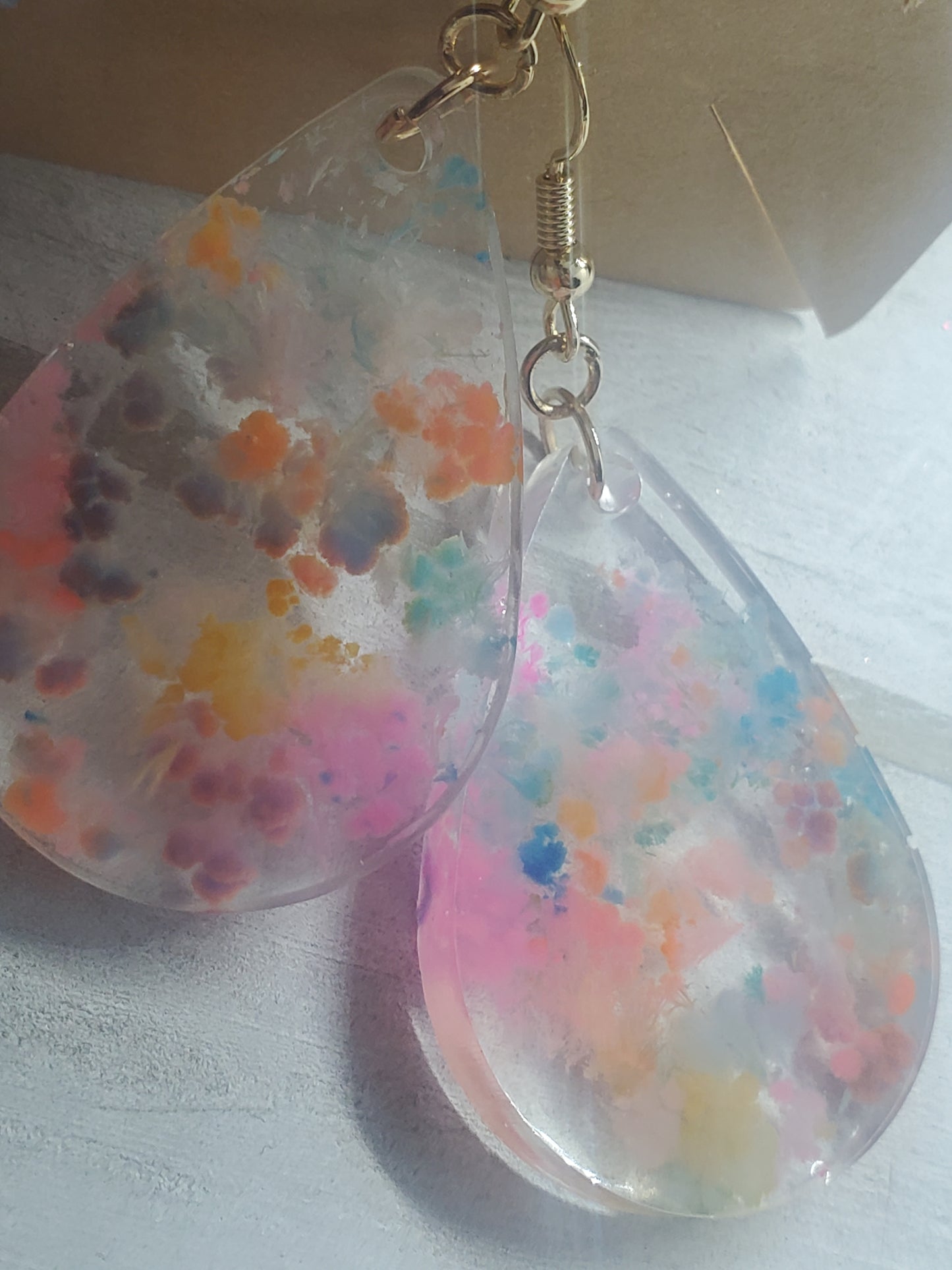 Magic paper tree resin earrings