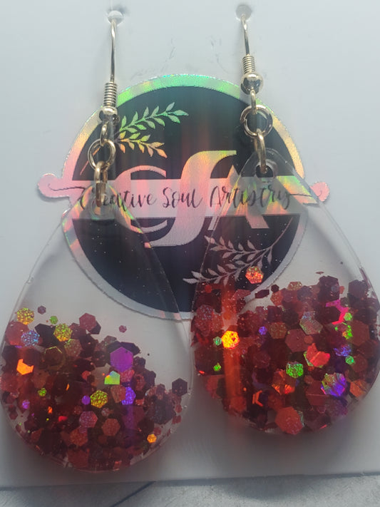 Pink bombshell glitter earrings