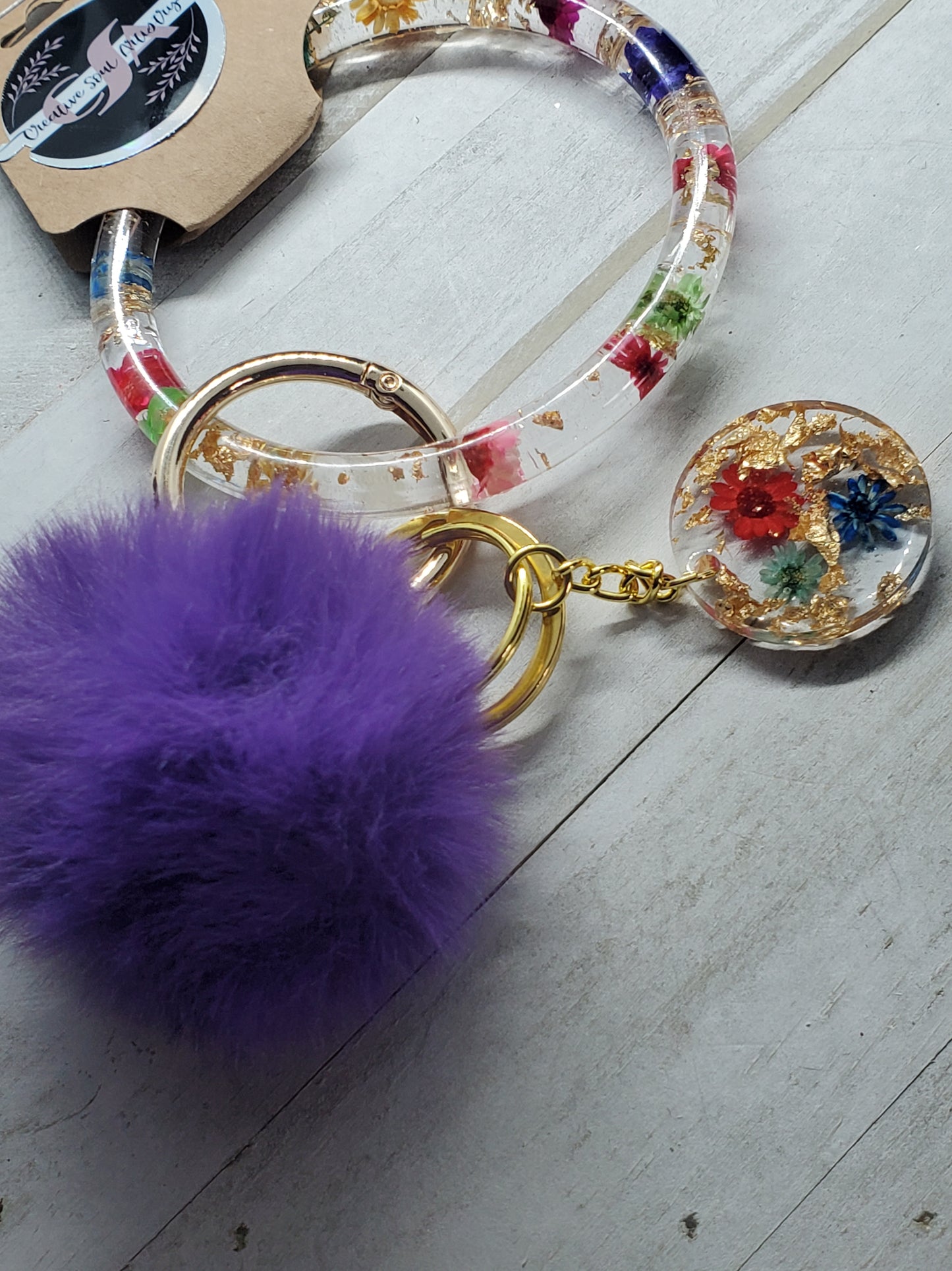 Wildflower bangle wristlet keychain