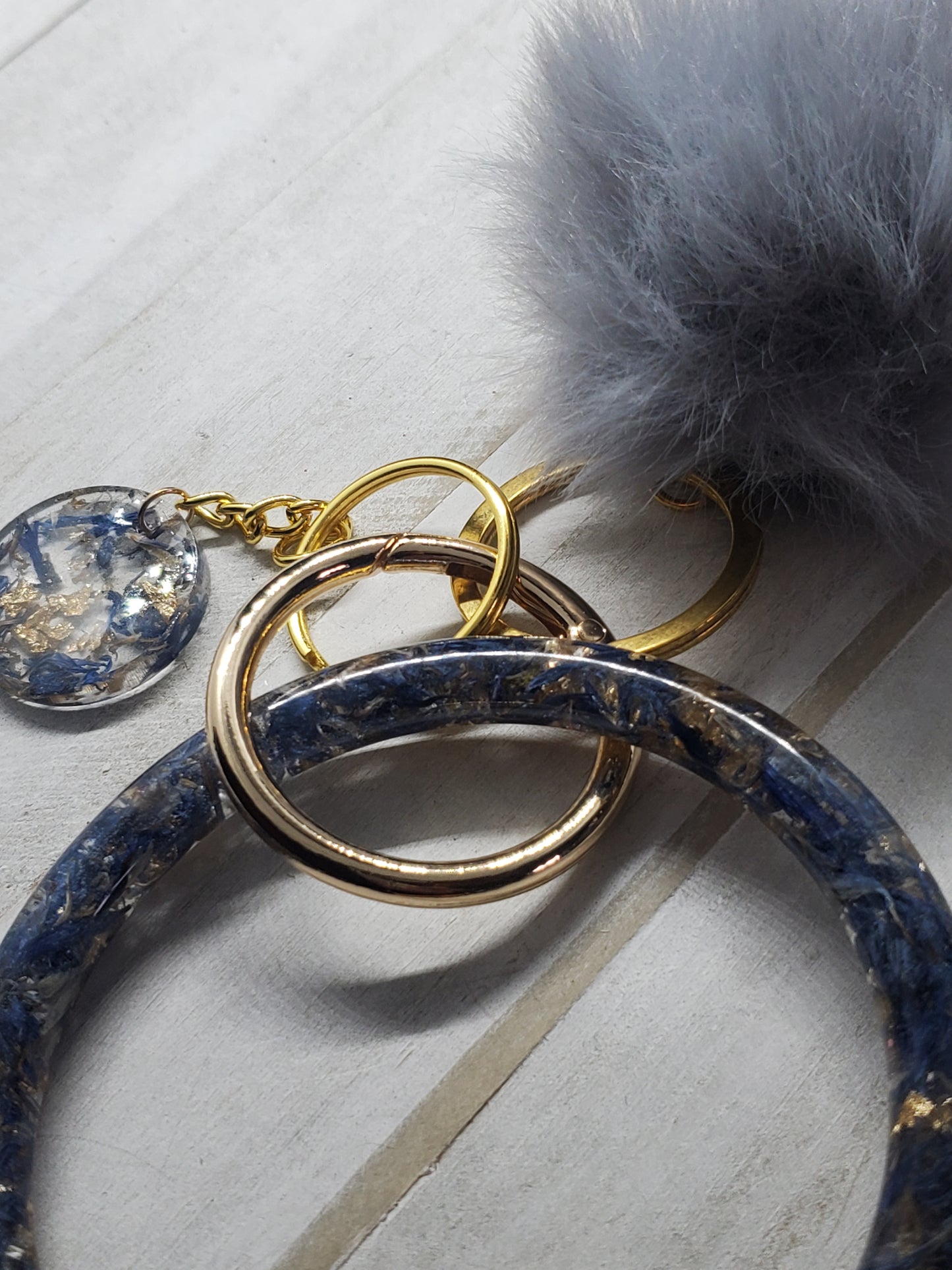 Cornflower bangle wristlet keychain