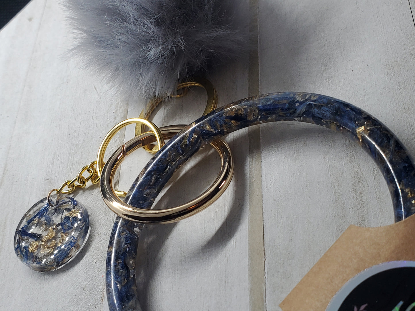 Cornflower bangle wristlet keychain