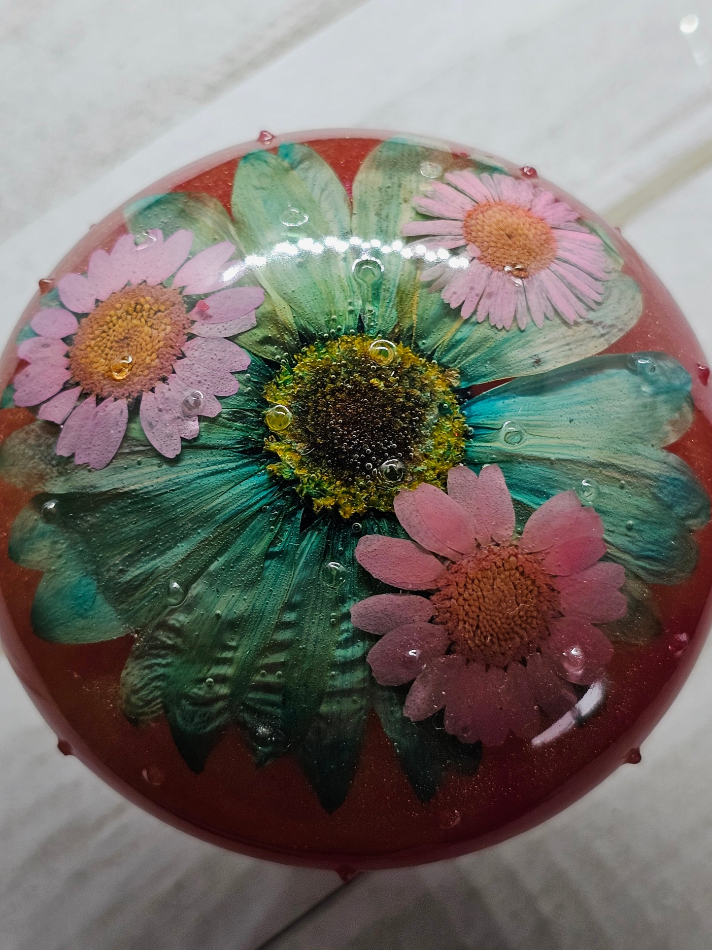 Wildflower resin mushroom