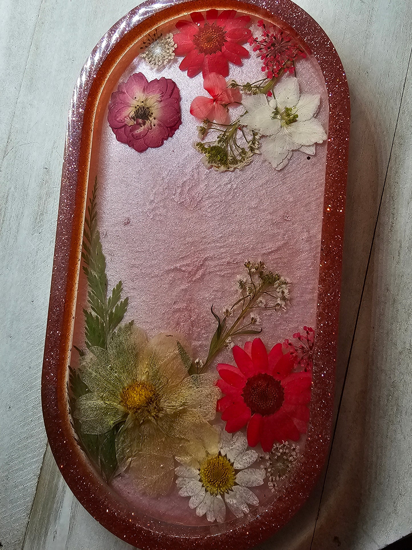 flower resin trinket jewelry tray