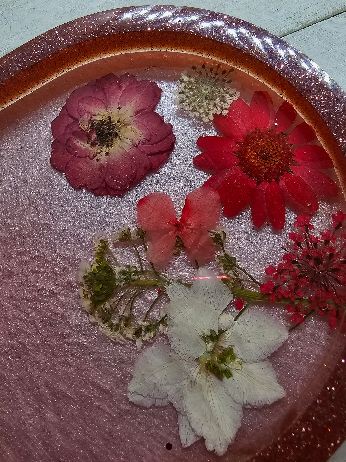 flower resin trinket jewelry tray