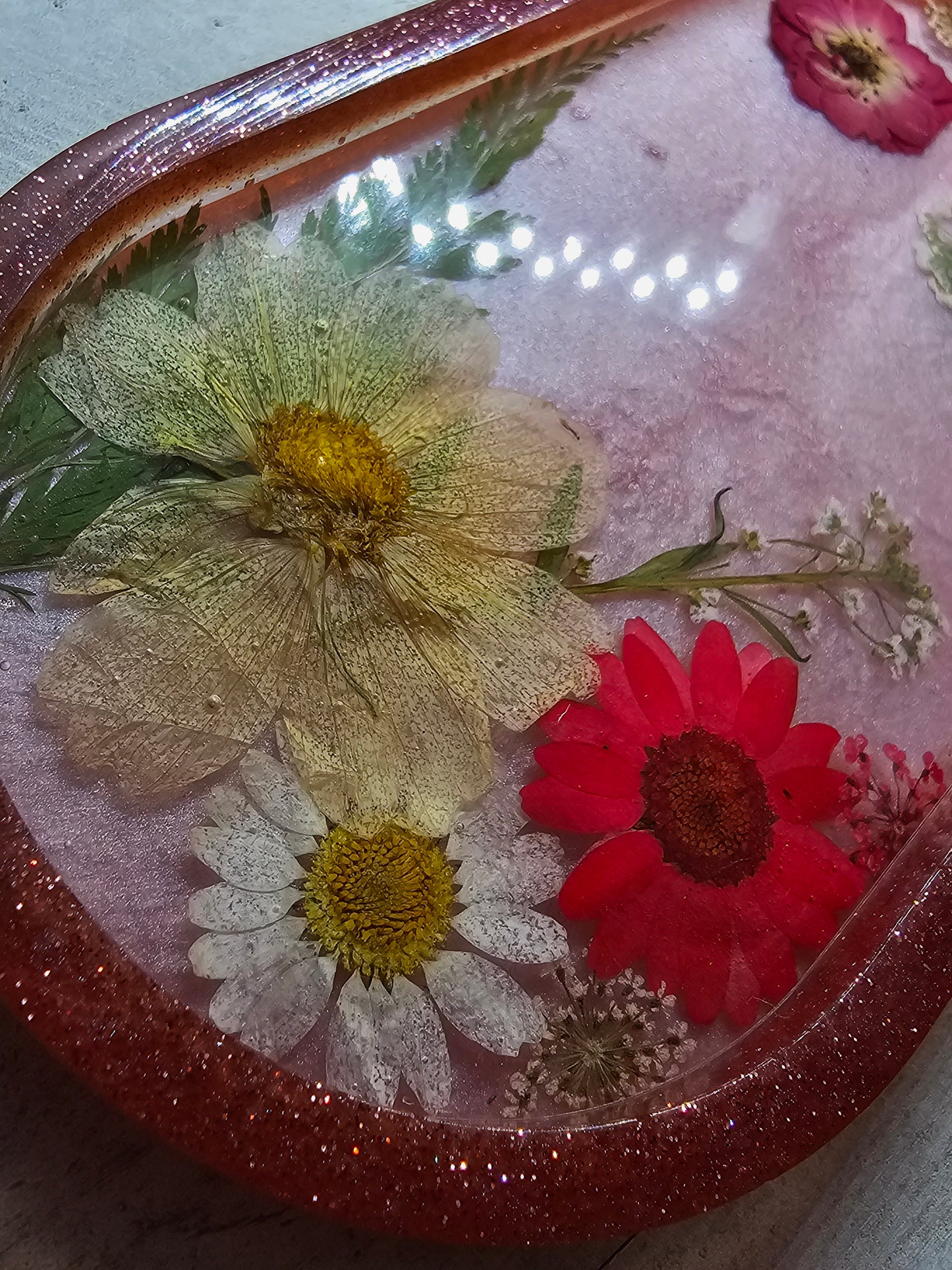 flower resin trinket jewelry tray